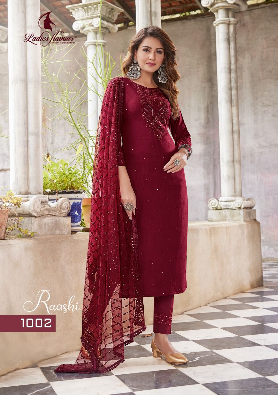 Ladies Flavour Raashi Festive Wear Wholesale Readymade Salwar Suit Catalog